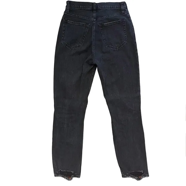Abercrombie & Fitch‎ Ankle Straight Jeans 27 4 Ultra High Rise Black Distressed - Image 2
