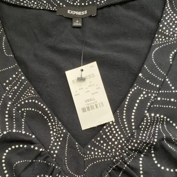 Express Glam Black & Silver Shimmer Sparkly Tunic Tank Stretch‎ Blouse -S NWT - Image 4