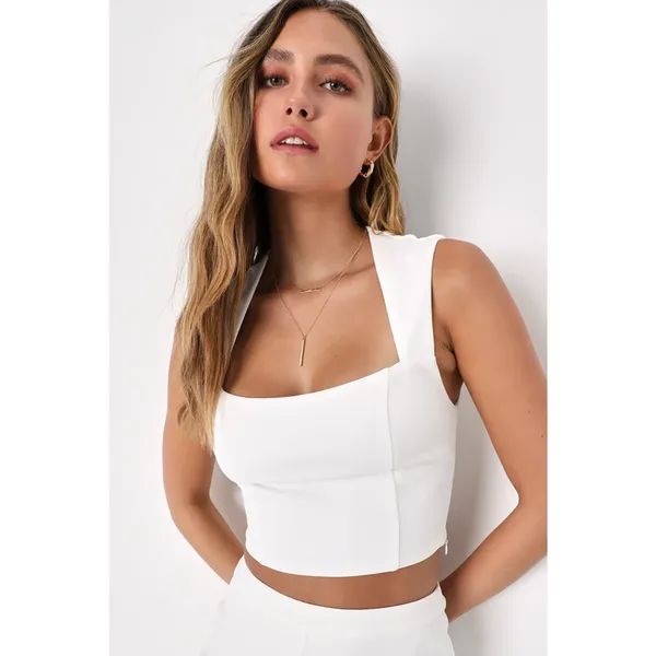 NWT Lulus Enticing Endeavors White Two-Piece Jumpsuit Wedding Classy Elegant XS - Image 3