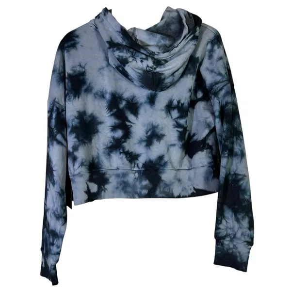NWT 90 Degree By Reflex Hoodie Womens M Blue Tie Dye Crop Fleece Cool Girl Urban - Image 5