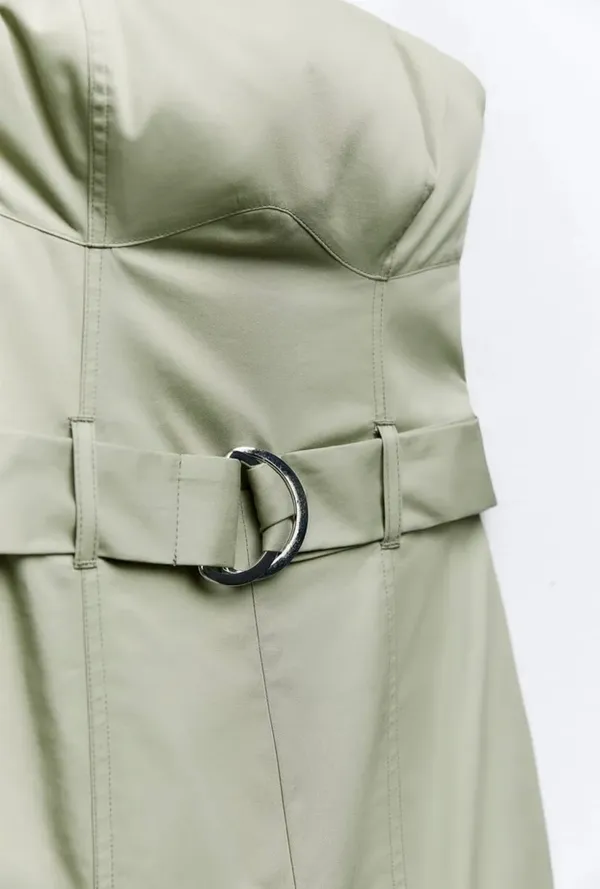 ZARA jumpsuit technical fabric cargo sleeveless wide streight leg light khaki - Image 11
