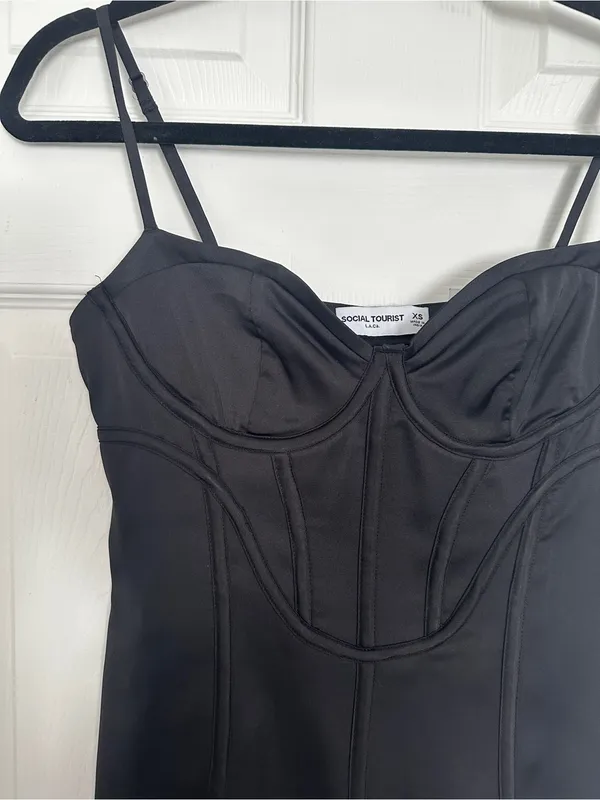 NWT Hollister Social Tourist Satin Corset Mini Dress - Black - XS - Image 5