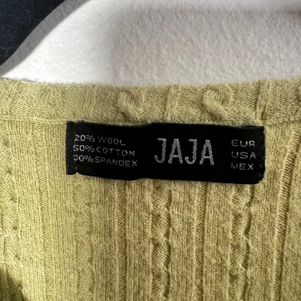 Wool Blend Cable‎ Knit Top Womens Medium Short Sleeve Green Comfy Preppy - Image 3