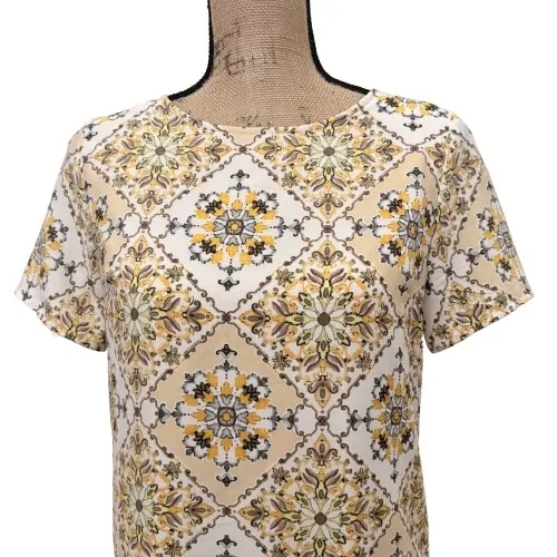 Lulu's Dandy Lion Mini Shift Dress Yellow Beige Tile Print Euro‎ Summer Size XS - Image 2