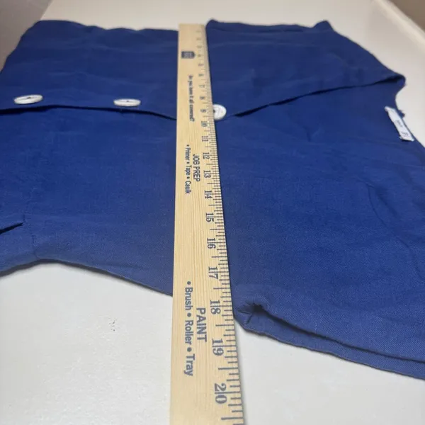Mango MNG Basics Blue Linen Blend Button Front Romper‎ Tie Waist Women Size 4 S - Image 4