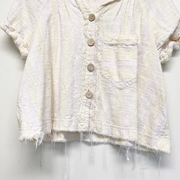 FREE PEOPLE Away At Sea Striped Shirt Top Medium - Image 7