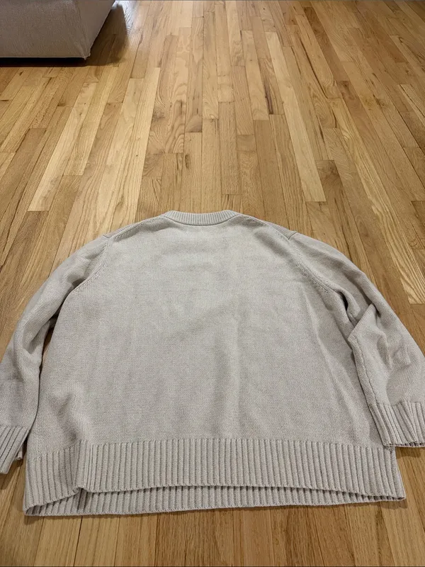Jenni Kayne Tan Cotton Cashmere Crewneck Sweater Sz L - Image 8