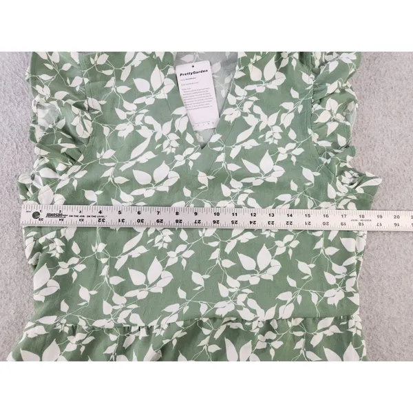 NWT Floral Midi Dress Stretch Pocket Ruffle Sleeve Flowy Boho Cottagecore MEDIUM - Image 4