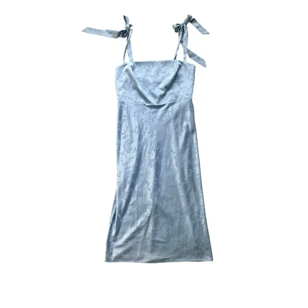 Park & Fifth NWT Dalton Dress XL Light Blue Floral Jacquard Tie Strap Midi - Image 3