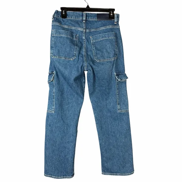 7 For All Mankind Cargo Jeans Size 27 Dark Blue Denim Logan Straight Leg Y2K - Image 2