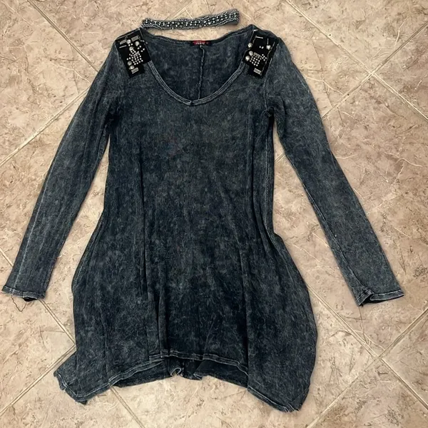Y2K Wash Out Black Beaded Shoulder and Necklace Set‎ Size M/L - Image 3