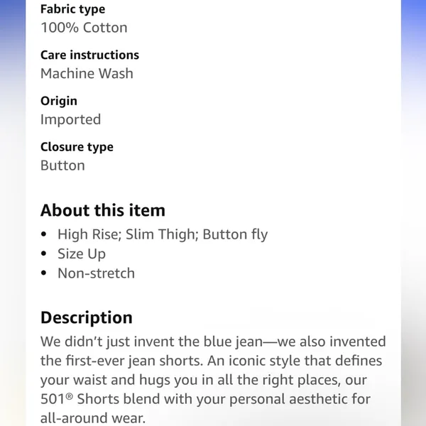 Levi's Blue High-Waisted Jean Shorts - Image 4