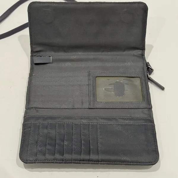 Vera Bradley‎ Gray Quilted Microfiber All in One Travel Crossbody Wallet Bag Zip - Image 3