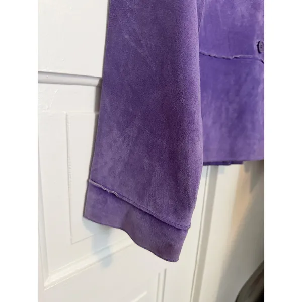 Vintage Brandon Thomas Purple Suede Leather Jacket Womens Medium VTG Blazer - Image 11