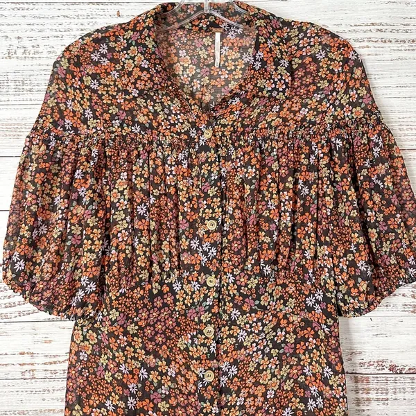 Free People Bonnie Boho Floral Print Mini Dress, EUC, Size Medium, MSRP $148 - Image 6