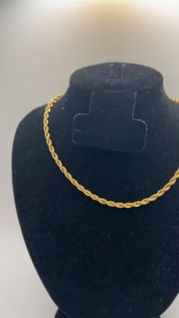 Rope Chain 4mm 18 Inch Real Gold Solid Everyday Plated Layering Durable New - Image 2