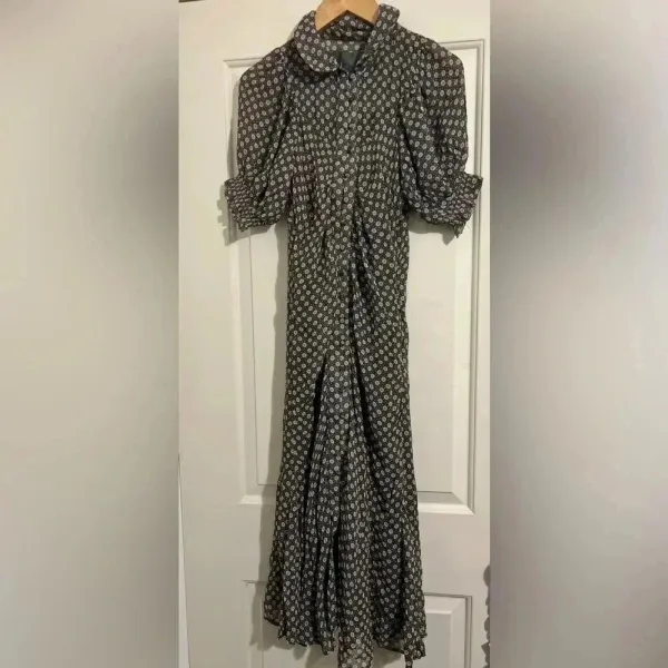 Anthropologie Puff Sleeve Twee‎ Mesh Midi Floral Feminine Dress Cottagecore Boho - Image 4