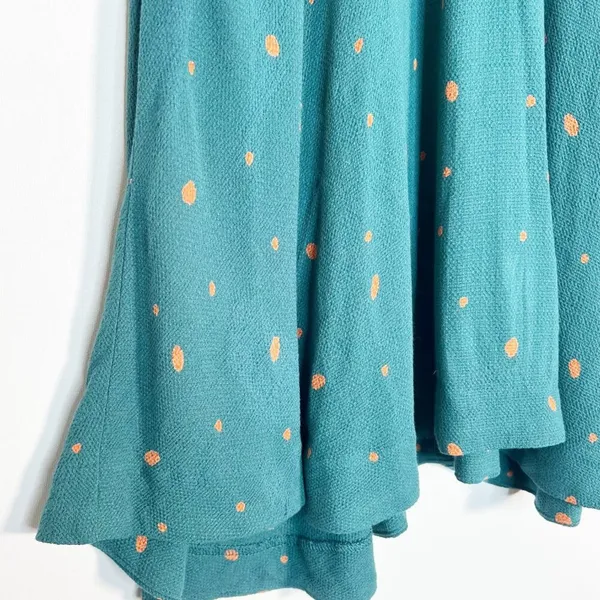 Free People Abbie Tie Reversible Green Peach Polka Dot Sheath Dress Womens 8 - Image 2