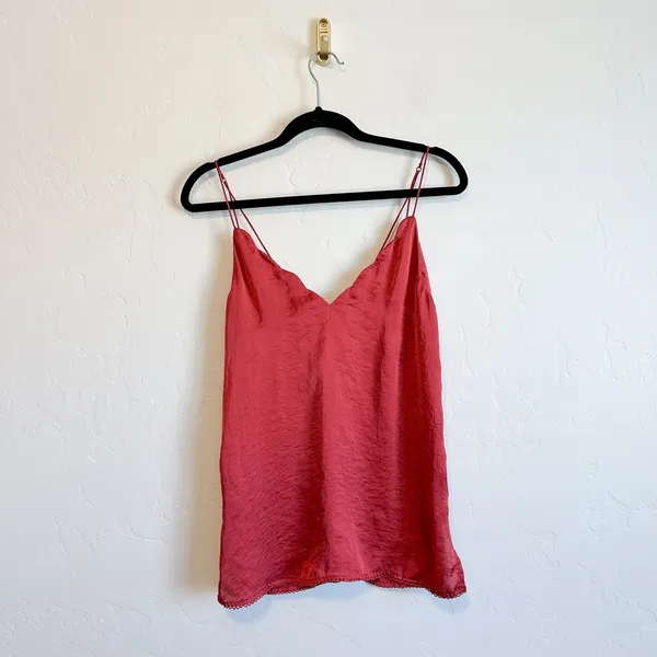Free People Intimately | Scallop Satin Cami Top in Burnt Earth Red - Image 3
