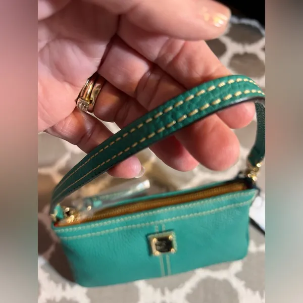Dooney & Bourke NWT Turquoise Leather Mini Shoulder or Wristlet Bag summer fun - Image 15