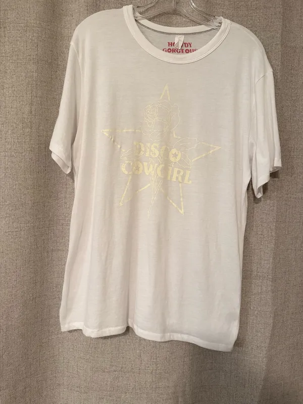 Disco Cowgirl White Cowgirl Tee | L - Image 2