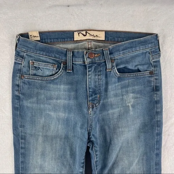 Manhattan Blues‎ Tribeca Distressed Denim Bootcut Jean Blue Size 8 - Image 3