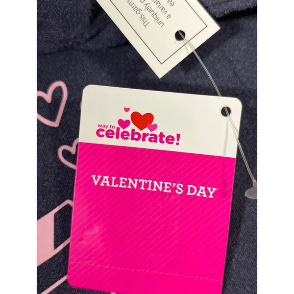 Way to Celebrate Romcom Behavior Graphic Tee Women M‎ Navy Pink Oversized Love - Image 6
