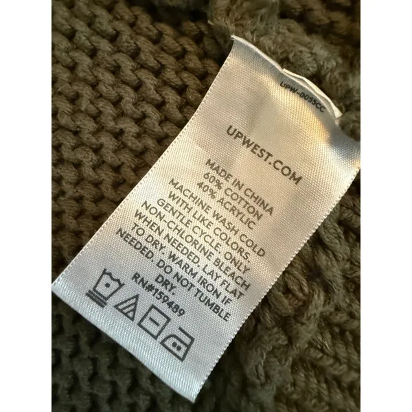 UpWest Resort & Mercantile Olive Green Chunky Knit Open‎ Cardigan Sweater XS - Image 4