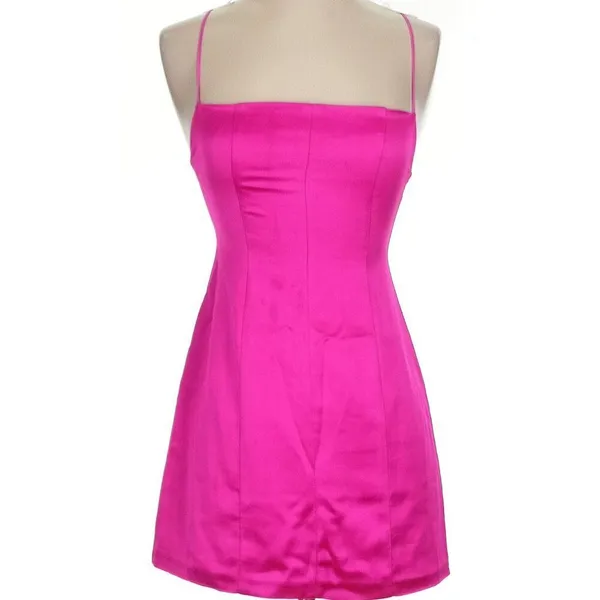 Retrofete pink satin‎ Janessa mini dress size xs - Image 5