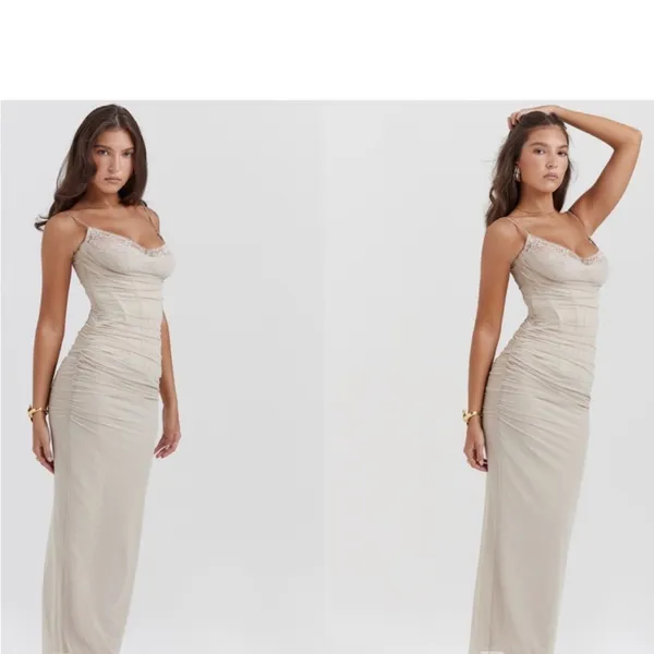 HOUSE OF CB L‎ D-DD 'Nalini' Sand Maxi Dress NWOT - Image 3