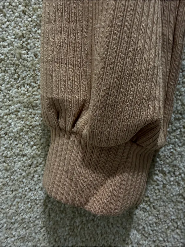 NWT color block long sleeved shirt neutral fall tones elevated basic medium Flaw Tan - Image 12