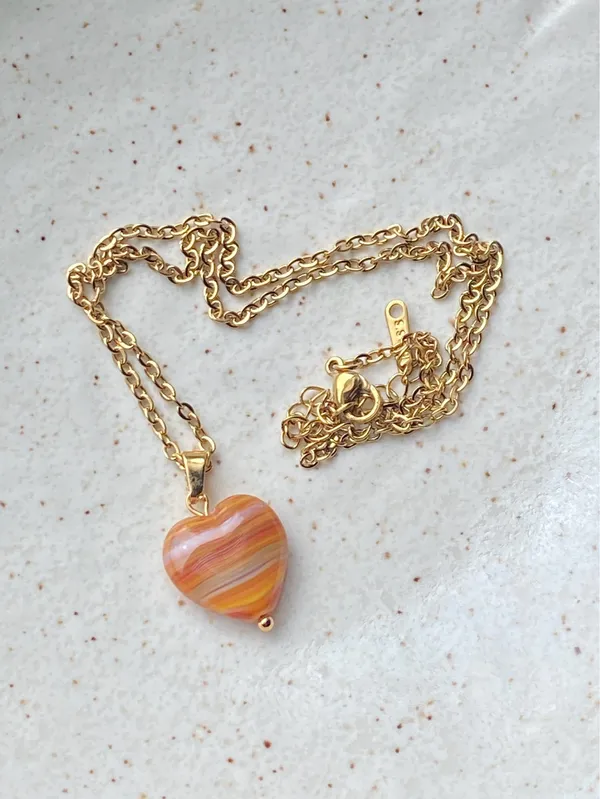 Handmade quality Czech glass chic fairy boho gold chain necklace🧡 - Image 5