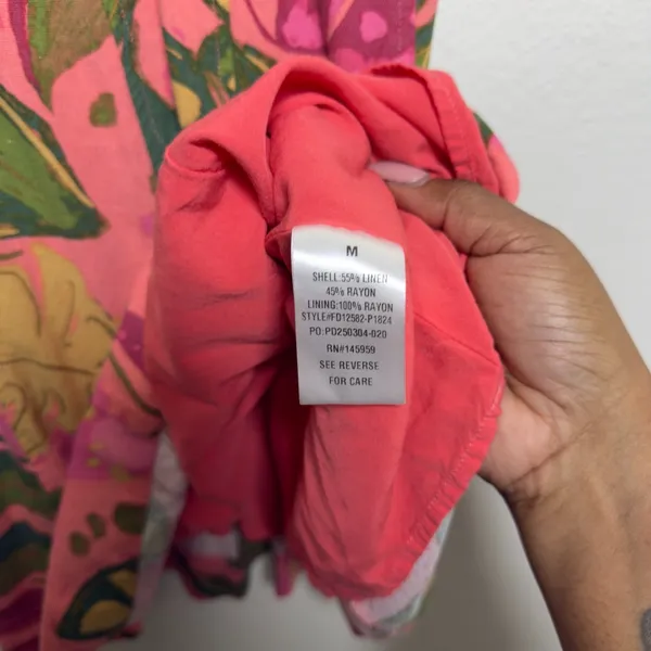 Aritzia Dress Forum Women Dress Medium Pink Linen Babydoll Paradise Sweetheart - Image 6