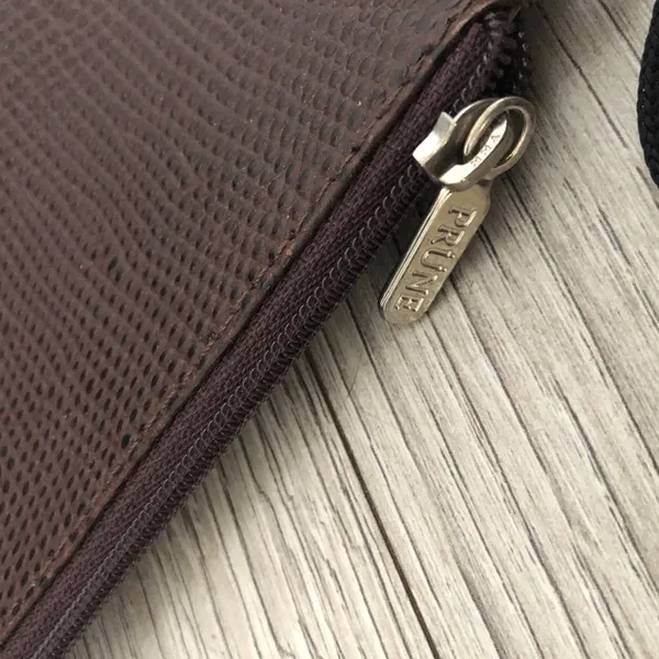NWT Prune Textured Purple/Brown Zipper Bag Clutch Wristlet - Image 6