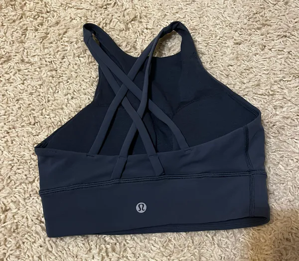 Lululemon Energy Bra Long Line High Neck Tough Iron Blue Size 4 - Image 3