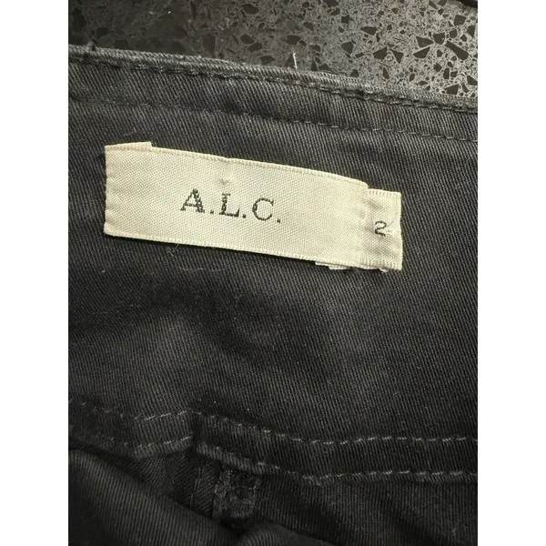 ALC Zipper Pants Flare Black High Rise Adjustable‎ Button Grunge Women's Size 2 - Image 5
