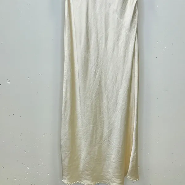 Selfie Leslie Champagne Satin‎ Strapless Cowl Back Maxi Dress Cream Women's XS - Image 4