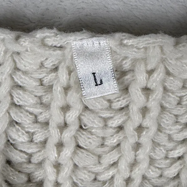 Cream Chunky Ribbed Knit‎ Cardigan Vest Gold Buttons Pockets Size L 9047 - Image 4