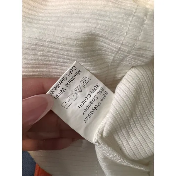 Y2K White Cropped Zip-Up Top XS Faux Fur Trim Long Sleeve Fitted - Image 6