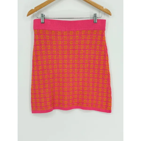 Free Assembly Pink Orange Textured Knit Mini Sweater Skirt Size Medium NWT‎ - Image 5