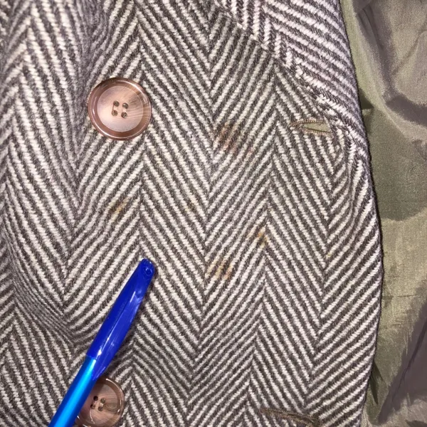 Vintage Herringbone Double Breasted‎ Full Length 100% Wool OverCoat Women 10 - Image 14