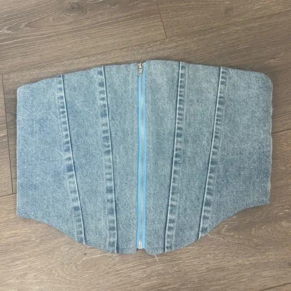 Sorella Denim‎ Zip Up Corset Size Small Chic Blogger Fav - Image 5
