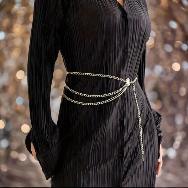 Golden Plated Tassel Belt Chain Elegant‎ Alloy Accessory Versatile Style - Image 2