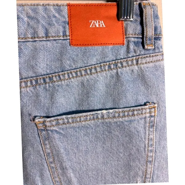 ZARA Light Wash Denim‎ Mini Skirt Distressed Size US Size Small - Image 5