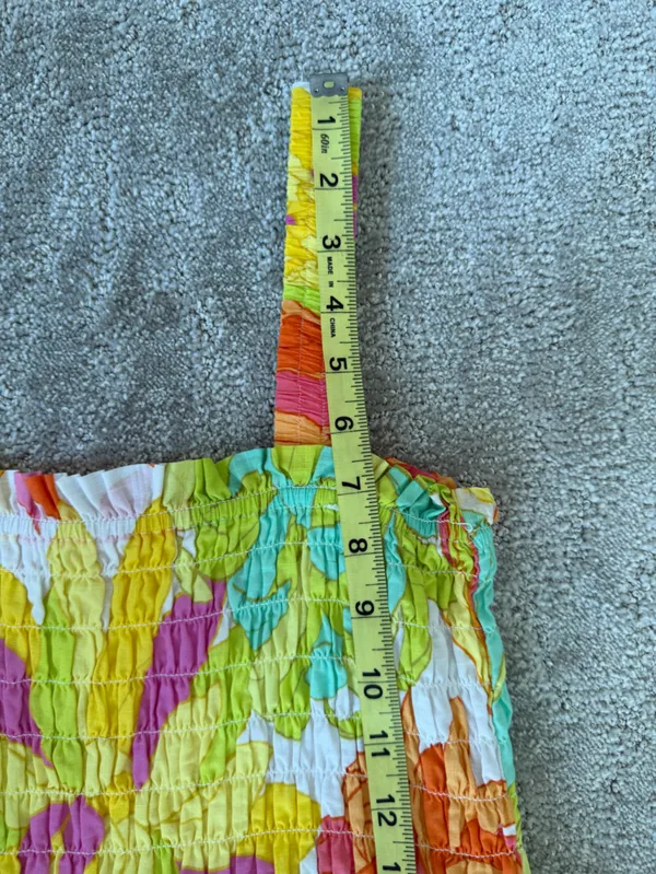 Seafolly Palm Springs Smocked Midi Dress in Lime Light Multi Floral Size Medium - Image 14