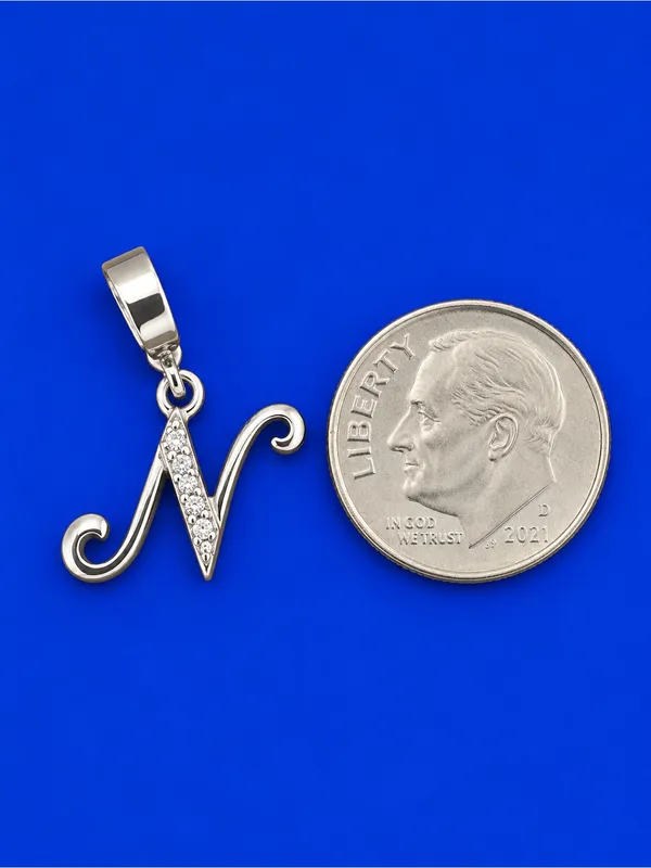 Estate Charm Sterling Silver Initial N Fits Cable Charm Bracelets - Image 3