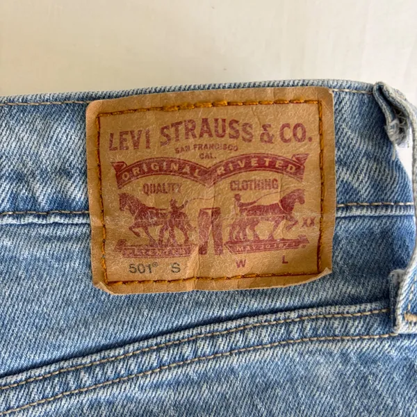 Levis 501 S High Rise Skinny Jeans Light Wash Raw Hem‎ Button Fly Denim 31x28 - Image 15