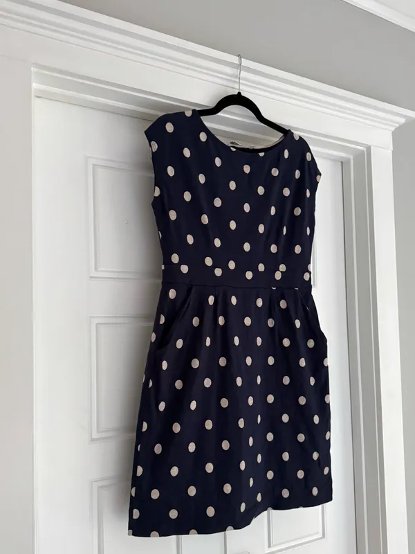 Boden Florrie Jersey Dress Navy Polka Dots - 10P - Image 4