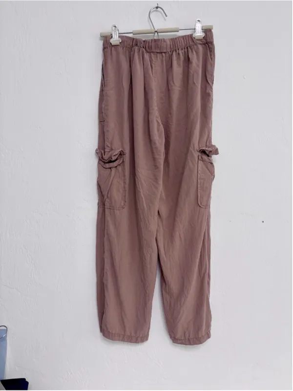Women's Thread & Supply Brown Cargo Pants S Tencel - Image 2