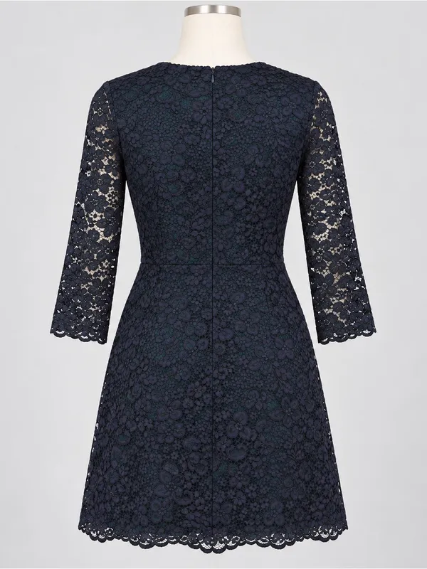 Tory Burch Bittersweet Navy Floral Lace Fit Flare Cocktail Dress 8 Dark Romance - Image 7